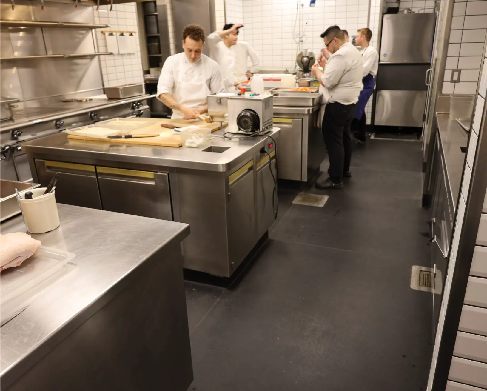 Eco-Grip flooring in an active busy commercial kitchen